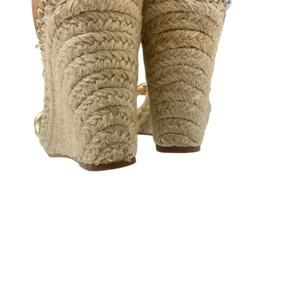 New Dolce Vita Nilton Wedges Size 9 Espadrilles Gold Leather Braided Ankle Strap